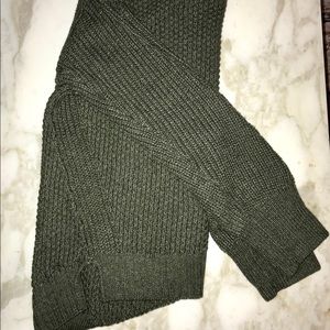 Green cable knit sweater